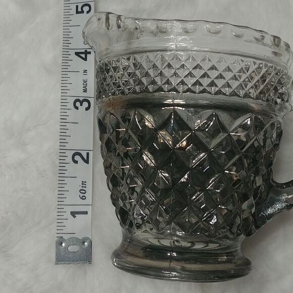 Vintage ANCHOR HOCKING WEXFORD GLASS Smoke Pressed Glass Diamond Pattern creamer - Picture 5 of 8